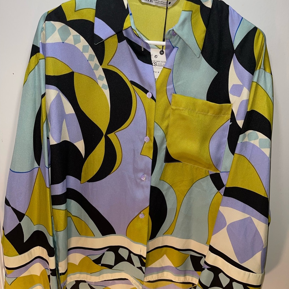 Zara Multicolor Abstract Blouse